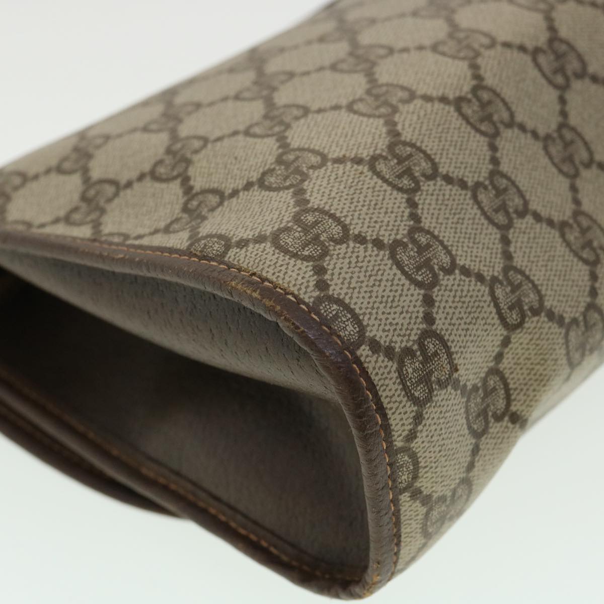 GUCCI GG Canvas Web Sherry Line Clutch Bag Beige Red Green 15601031 32362