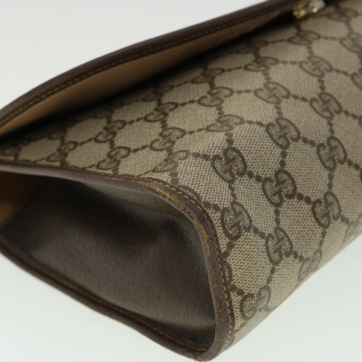 GUCCI GG Canvas Web Sherry Line Clutch Bag Beige Red Green 15601031 32362