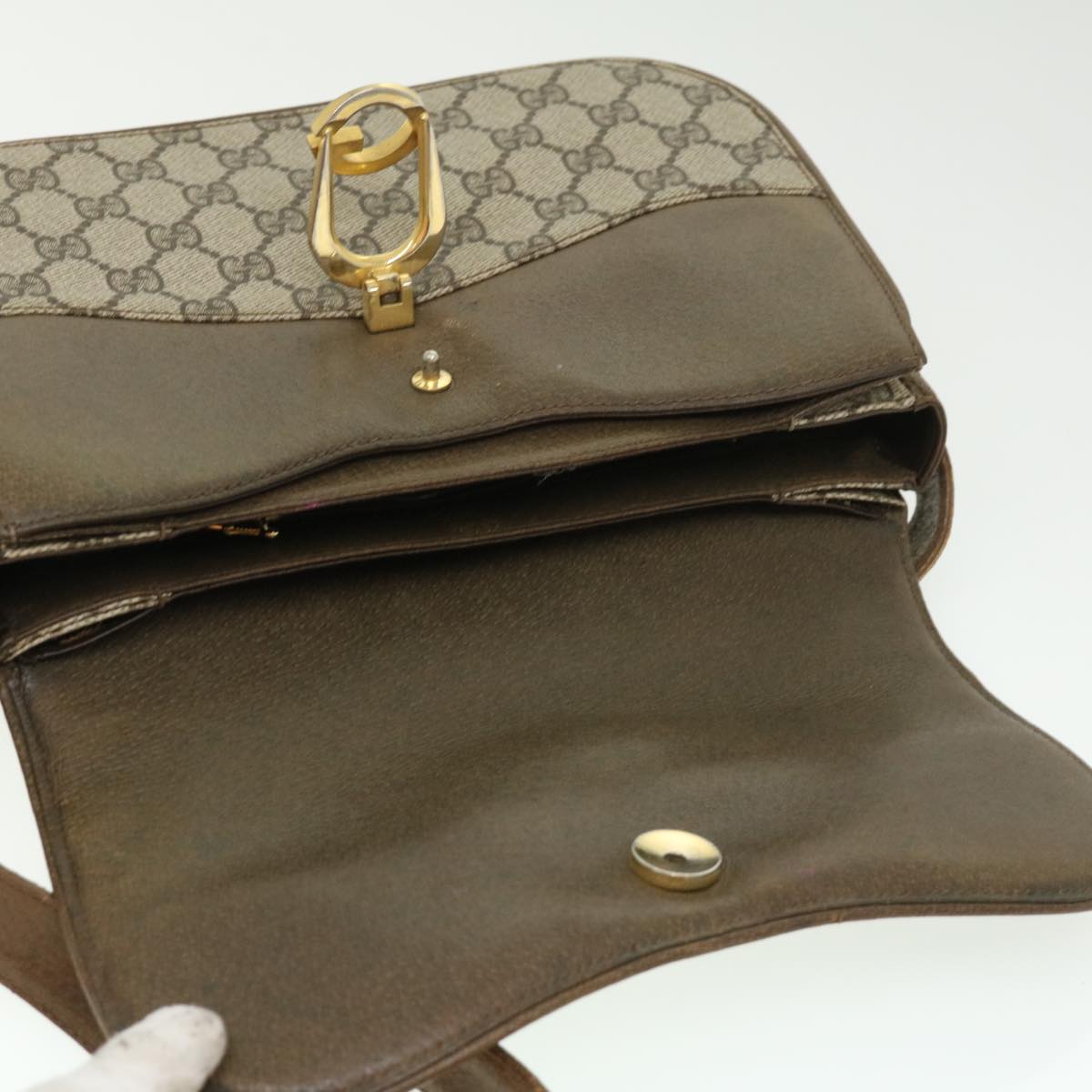 GUCCI GG Canvas Shoulder Bag PVC Leather Beige 32392