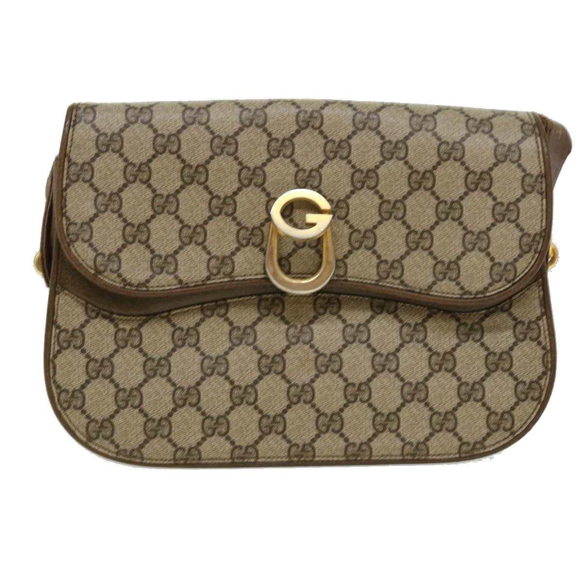 GUCCI GG Canvas Shoulder Bag PVC Leather Beige 32392
