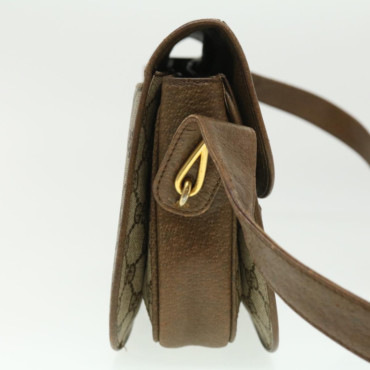 GUCCI GG Canvas Shoulder Bag PVC Leather Beige 32392