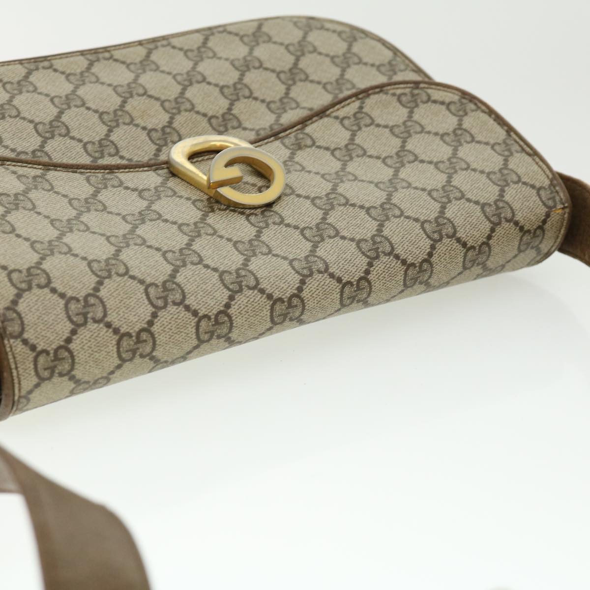 GUCCI GG Canvas Shoulder Bag PVC Leather Beige 32392
