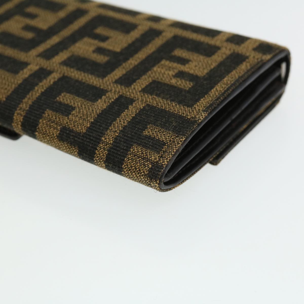 FENDI Zucca Canvas Long Wallet Brown Black 32462