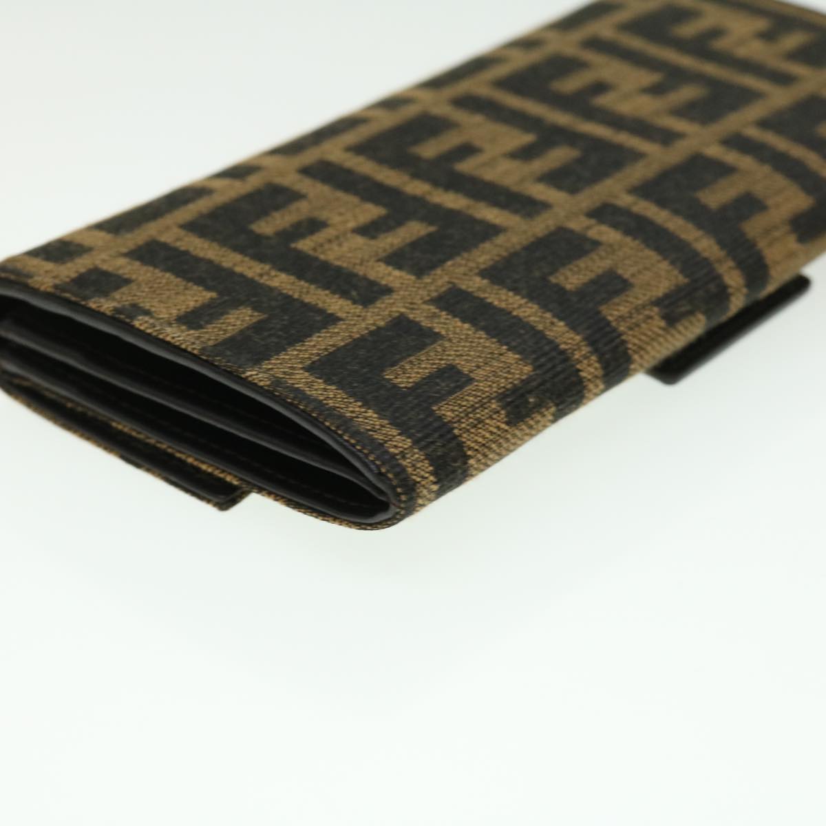 FENDI Zucca Canvas Long Wallet Brown Black 32462
