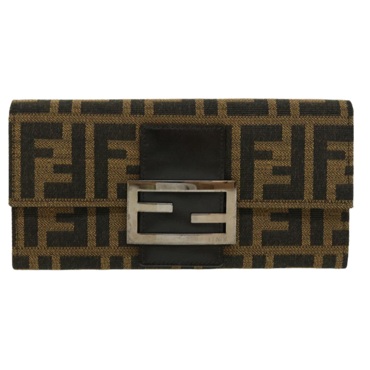 FENDI Zucca Canvas Long Wallet Brown Black 32462