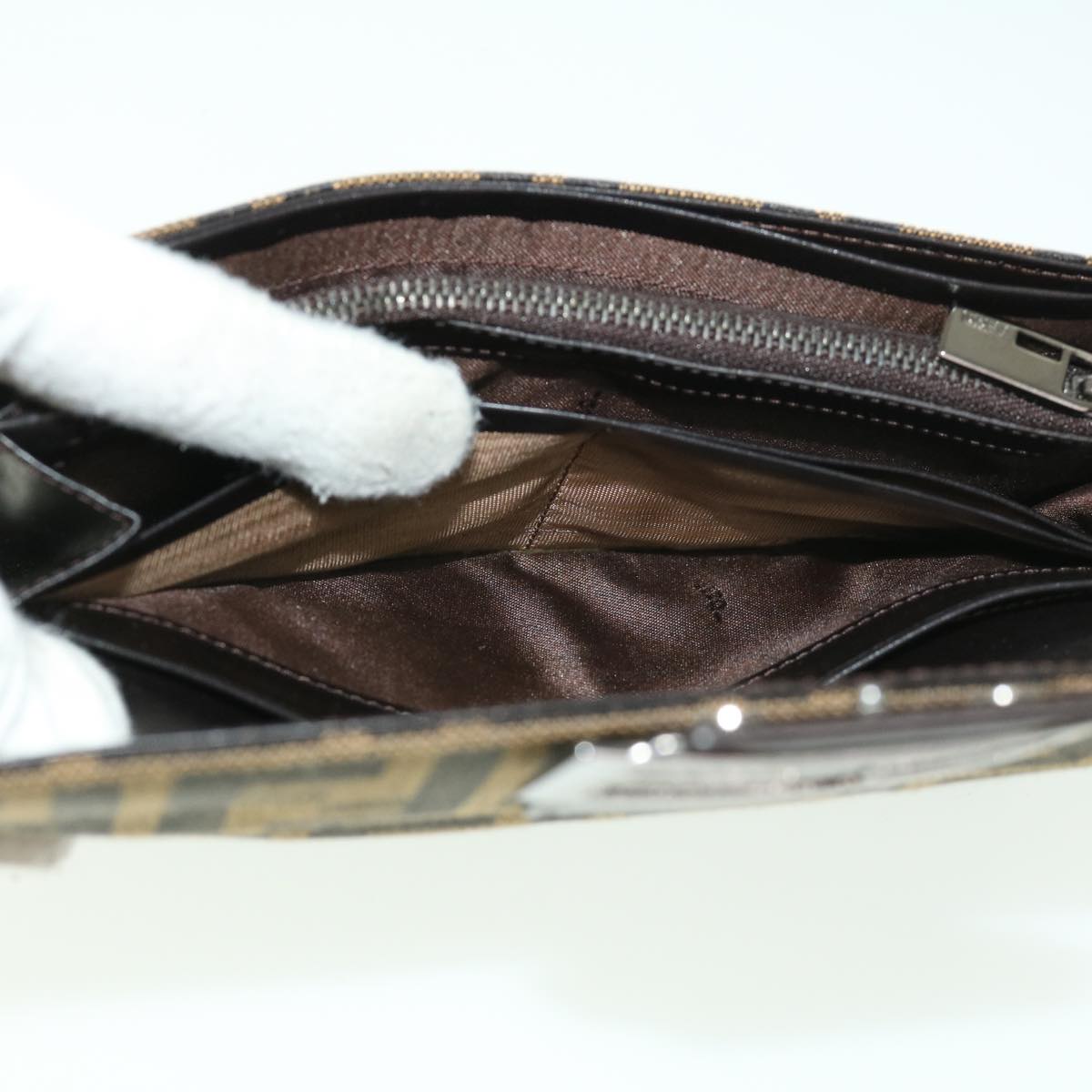 FENDI Zucca Canvas Long Wallet Brown Black 32462