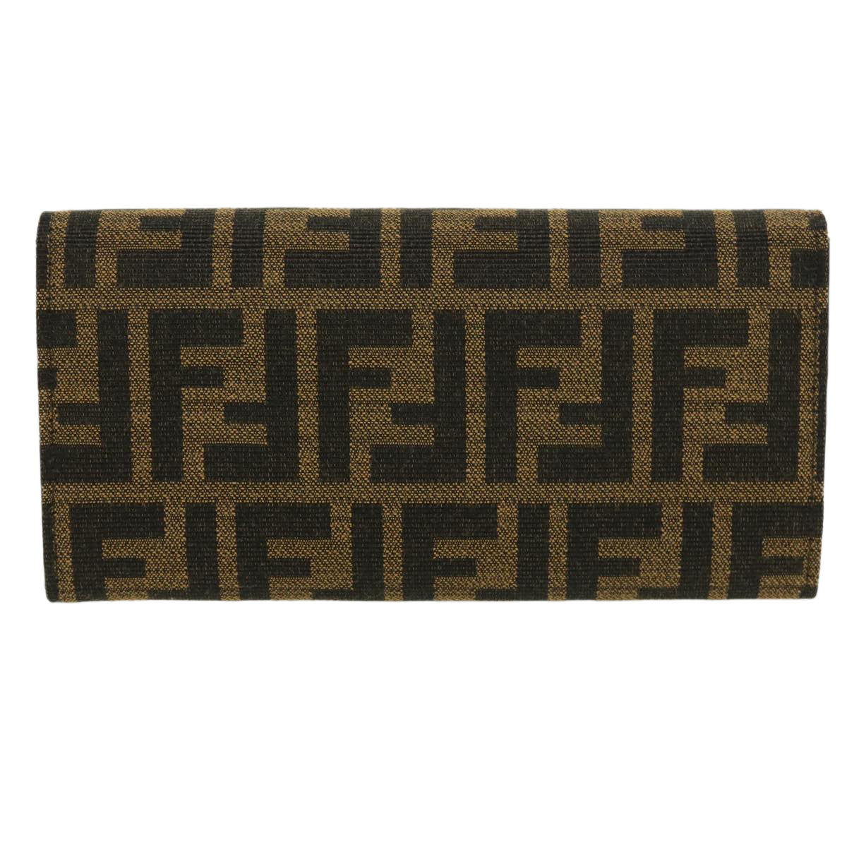 FENDI Zucca Canvas Long Wallet Brown Black 32462