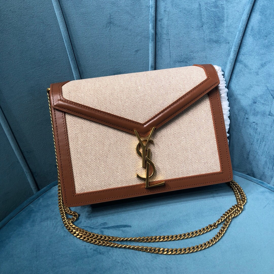 GLAMI Le Cassandra MeGLAMIum Chain Bag In Canvas And BoxNatural Beige For Women 8.6in/22cm YSL
