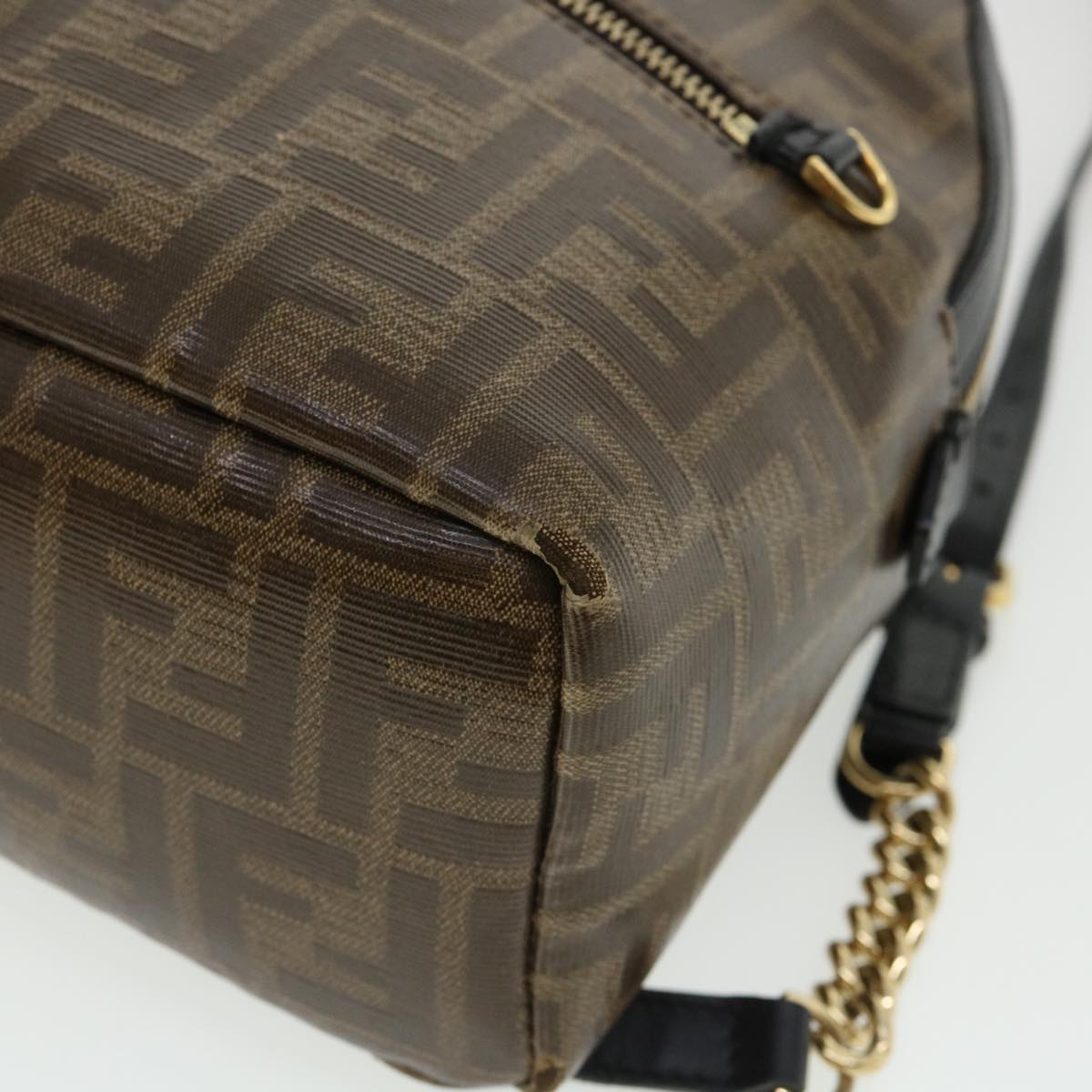 FENDI Zucca Canvas Backpack Coated Canvas Brown Black 8BZ038 32630A