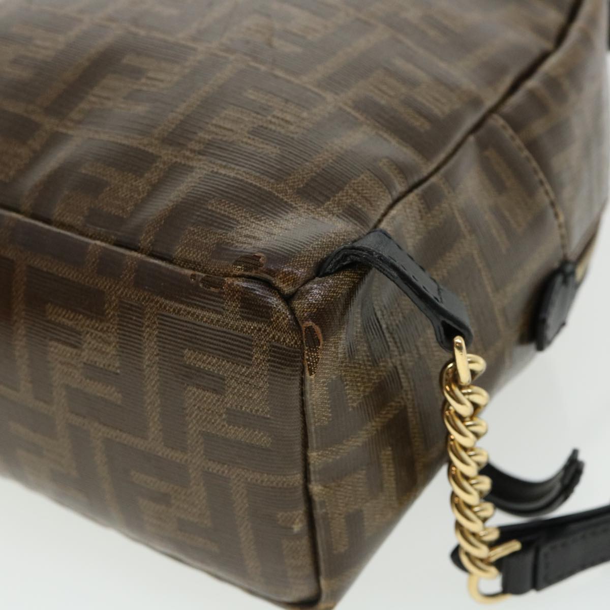 FENDI Zucca Canvas Backpack Coated Canvas Brown Black 8BZ038 32630A