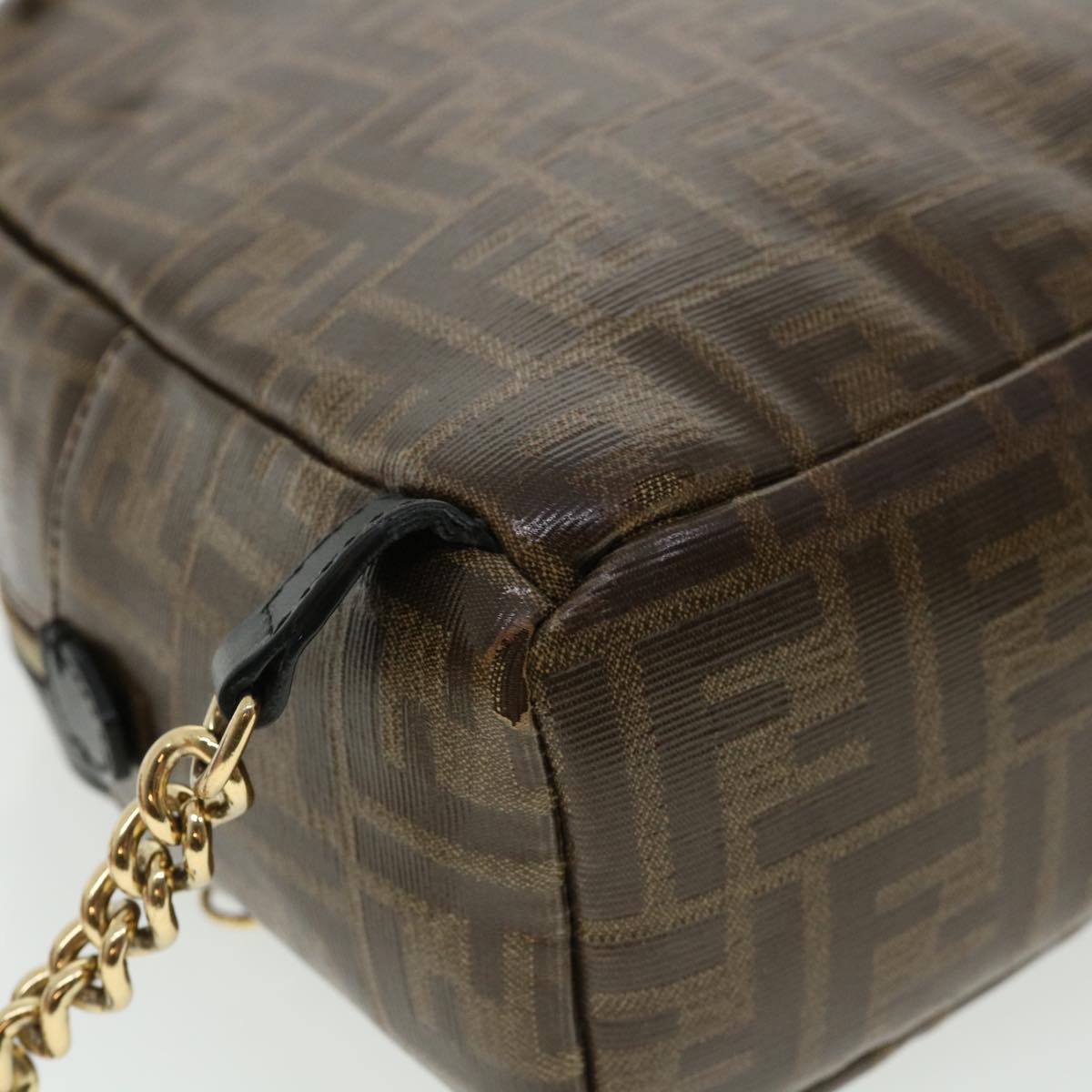 FENDI Zucca Canvas Backpack Coated Canvas Brown Black 8BZ038 32630A
