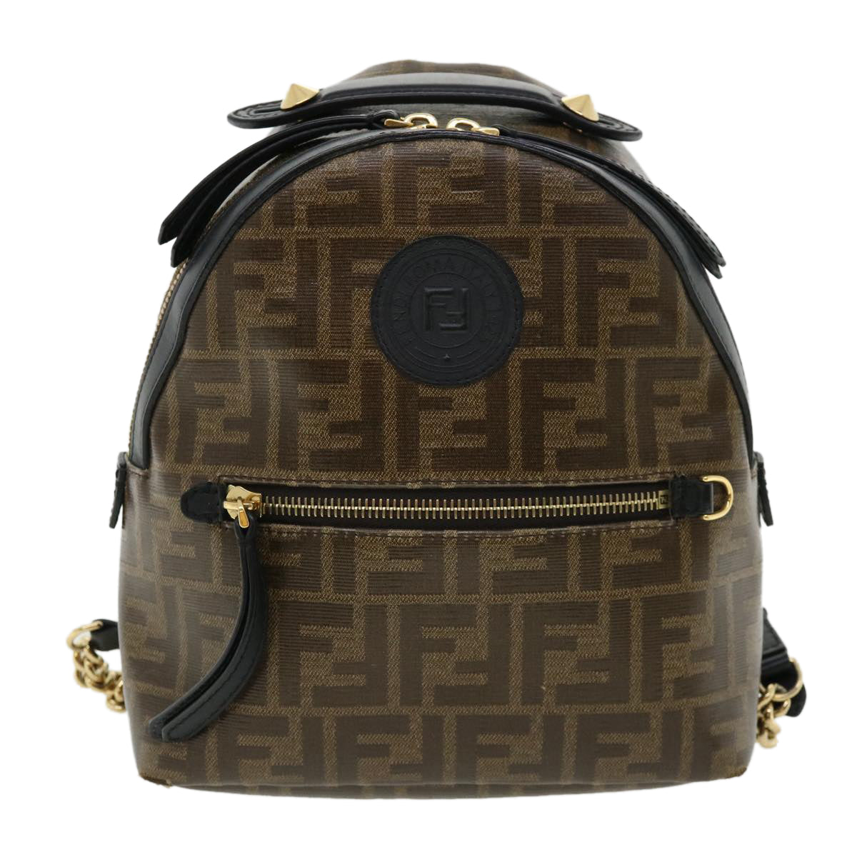 FENDI Zucca Canvas Backpack Coated Canvas Brown Black 8BZ038 32630A