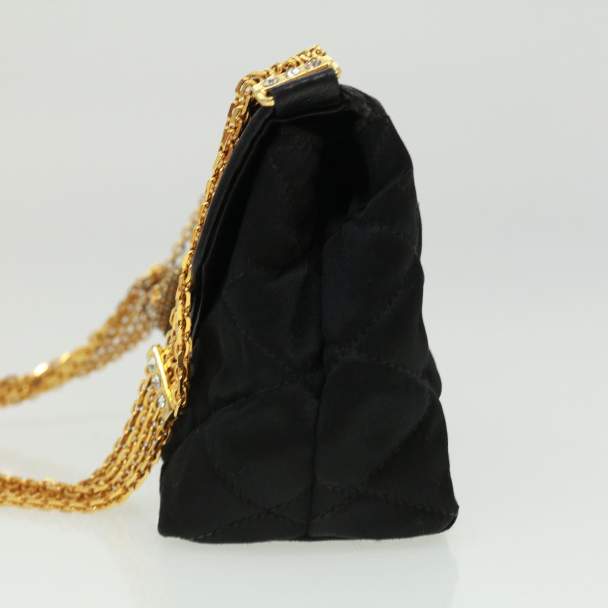 CHANEL Matelasse Chain stone Shoulder Bag Black CC 32695A