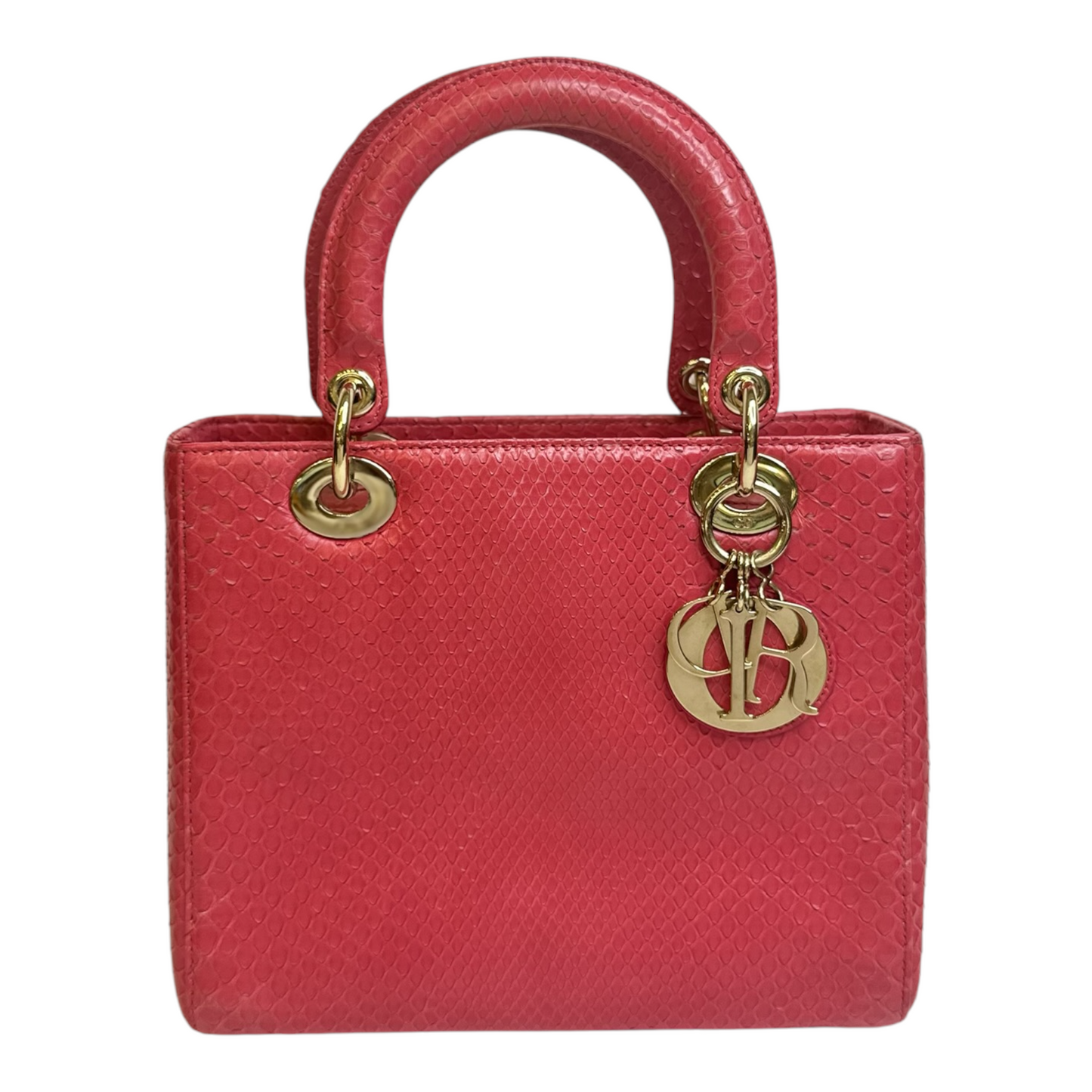 Christian Dior Snakeskin Medium Lady Dior Pink