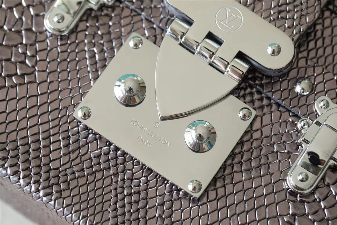 LV Petite Malle High Shiny Alligator By Nicolas Ghesquiere Silver For Women,  Shoulder And Crossbody Bags 7.9in/20cm LVÃ‚Â 