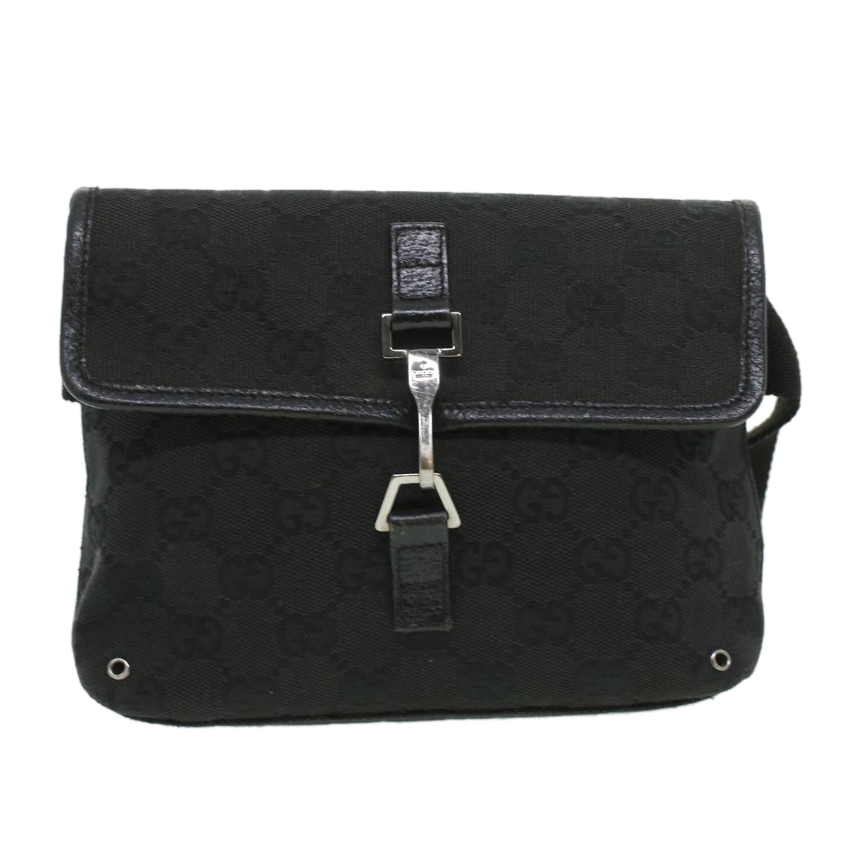 GUCCI GG Canvas Bum Bag Waist Bag Black 92543 33124