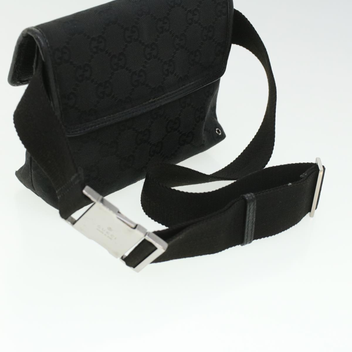 GUCCI GG Canvas Bum Bag Waist Bag Black 92543 33124