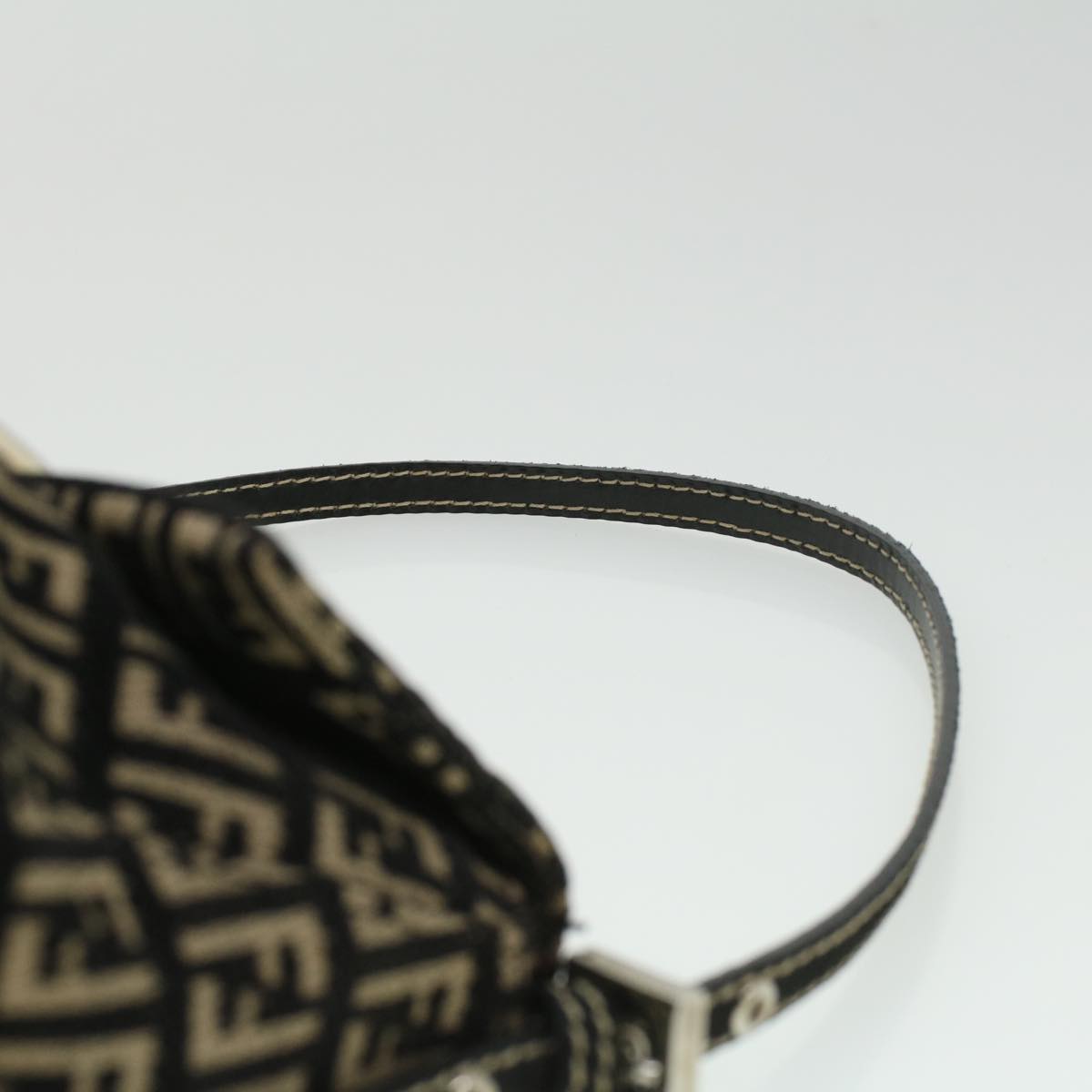 FENDI Zucchino Canvas Shoulder Bag Black 33163