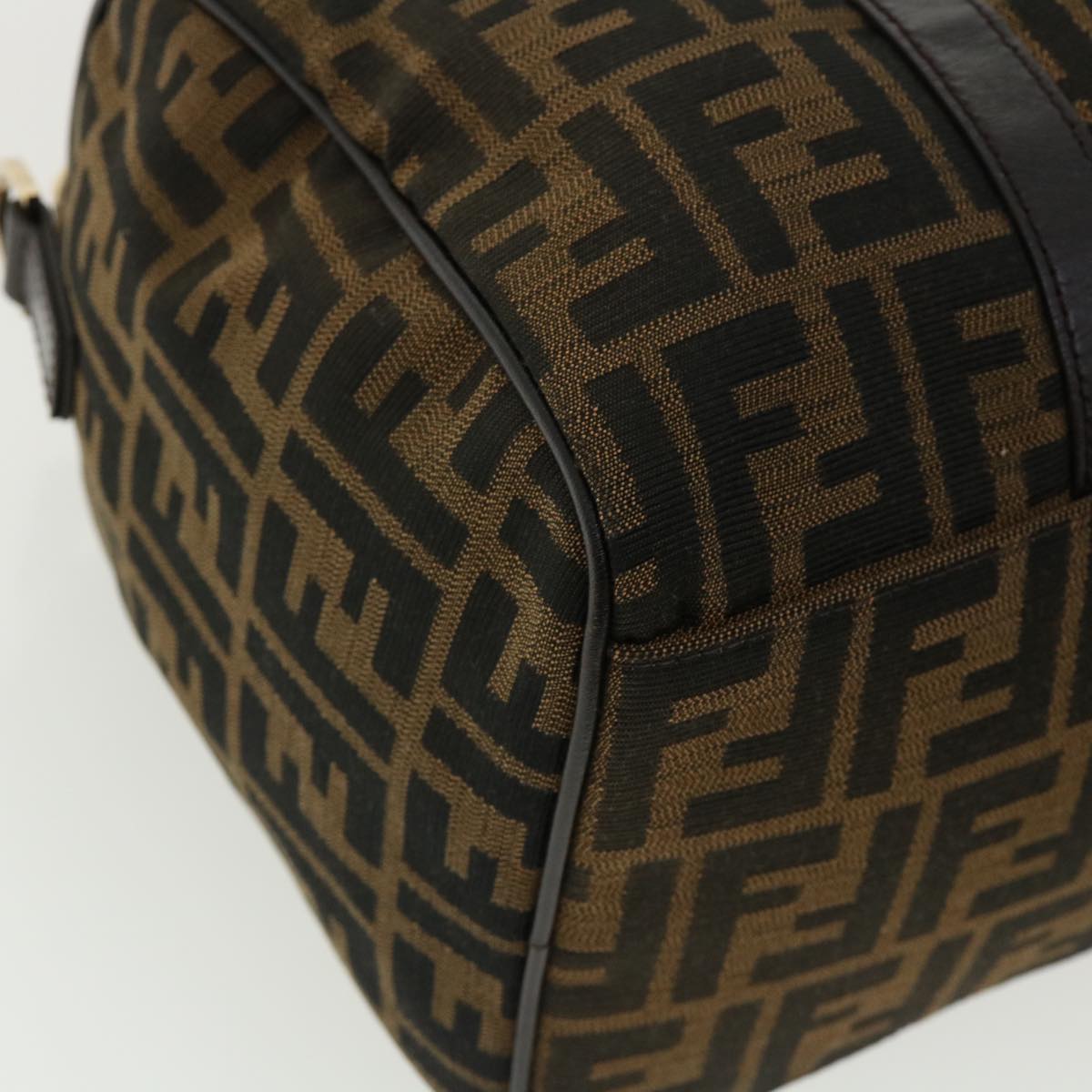 FENDI Zucca Canvas Hand Bag 2way Brown Black 33206