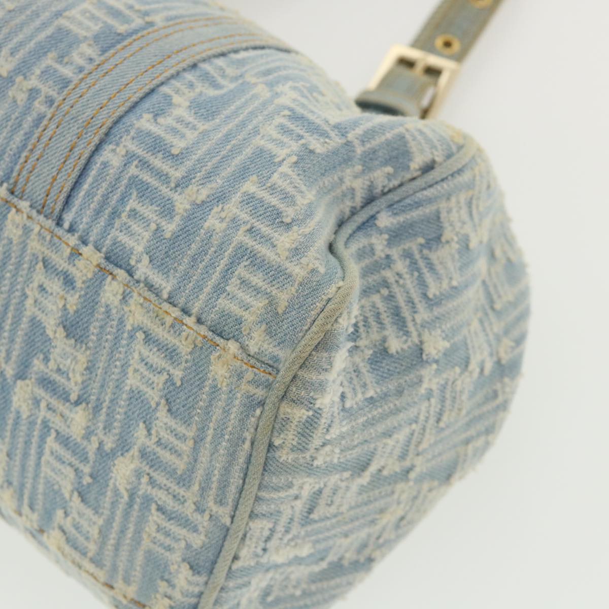 FENDI Zucca Canvas Shoulder Bag Denim Light Blue 33230