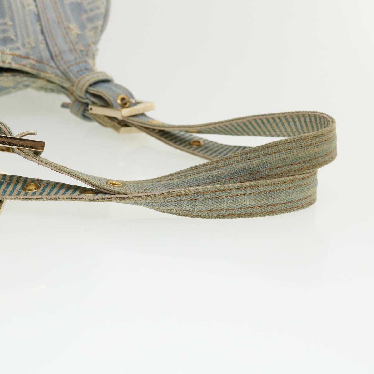 FENDI Zucca Canvas Shoulder Bag Denim Light Blue 33230
