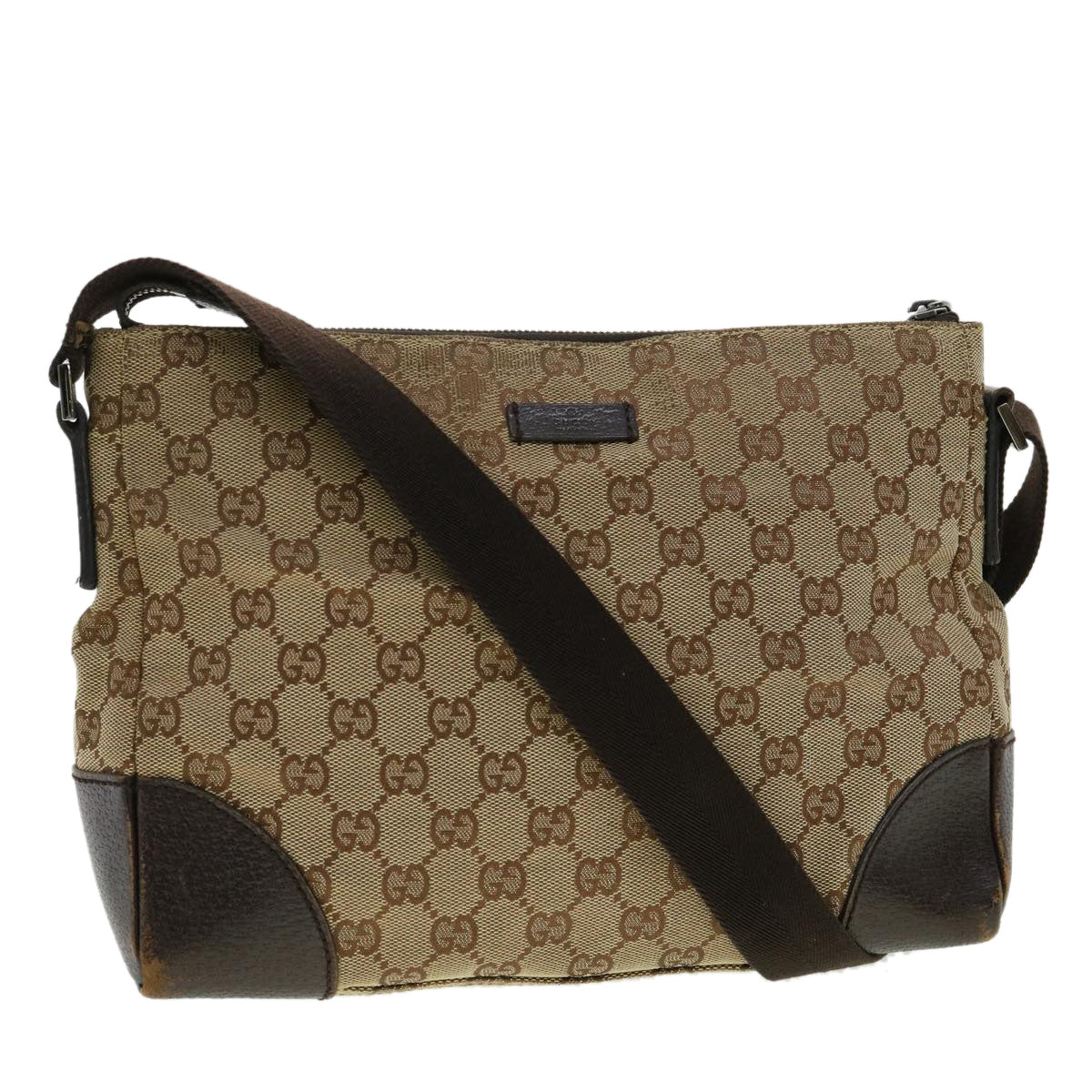 GUCCI GG Canvas Shoulder Bag Brown 114273 33264