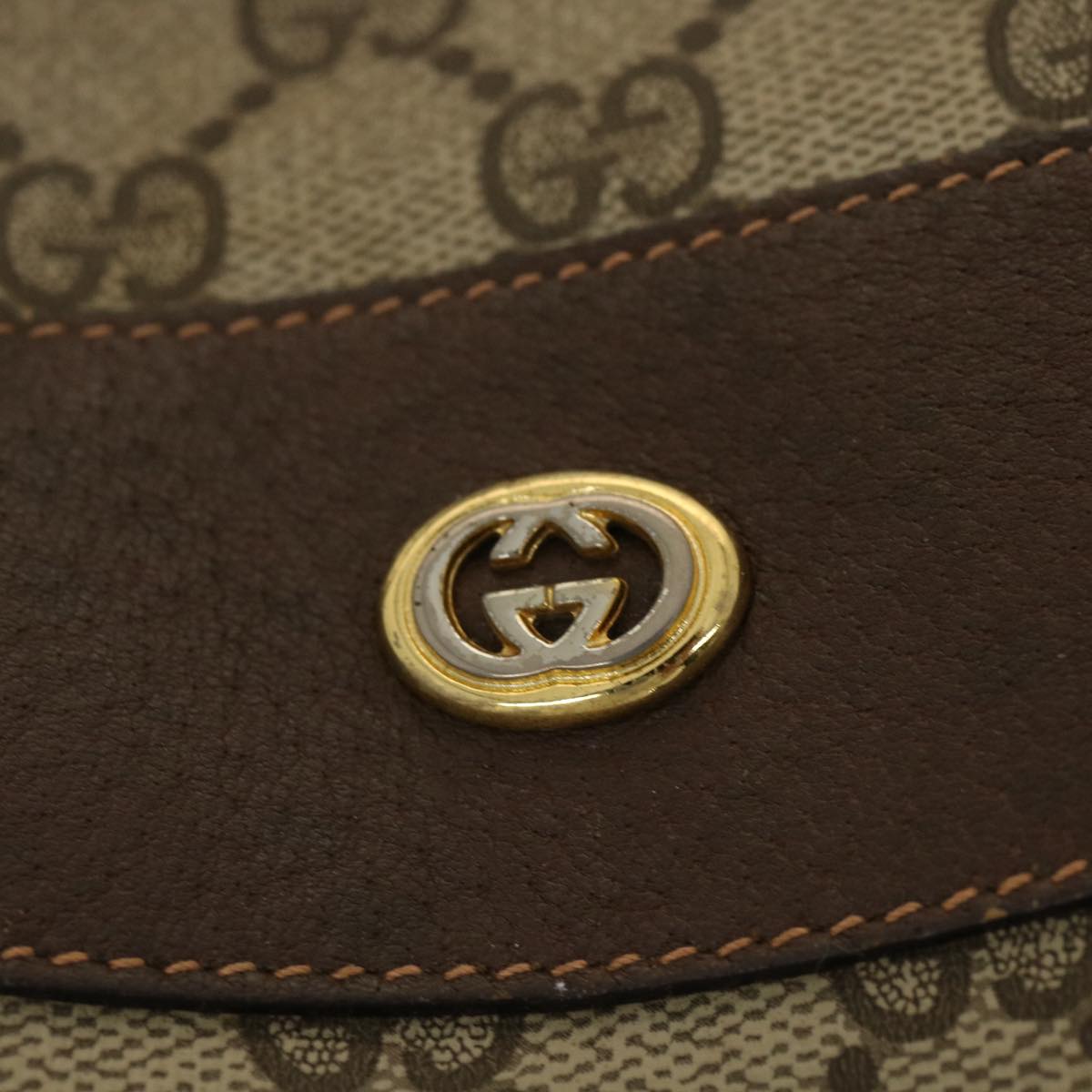 GUCCI GG Canvas Shoulder Bag PVC Leather Brown 33271