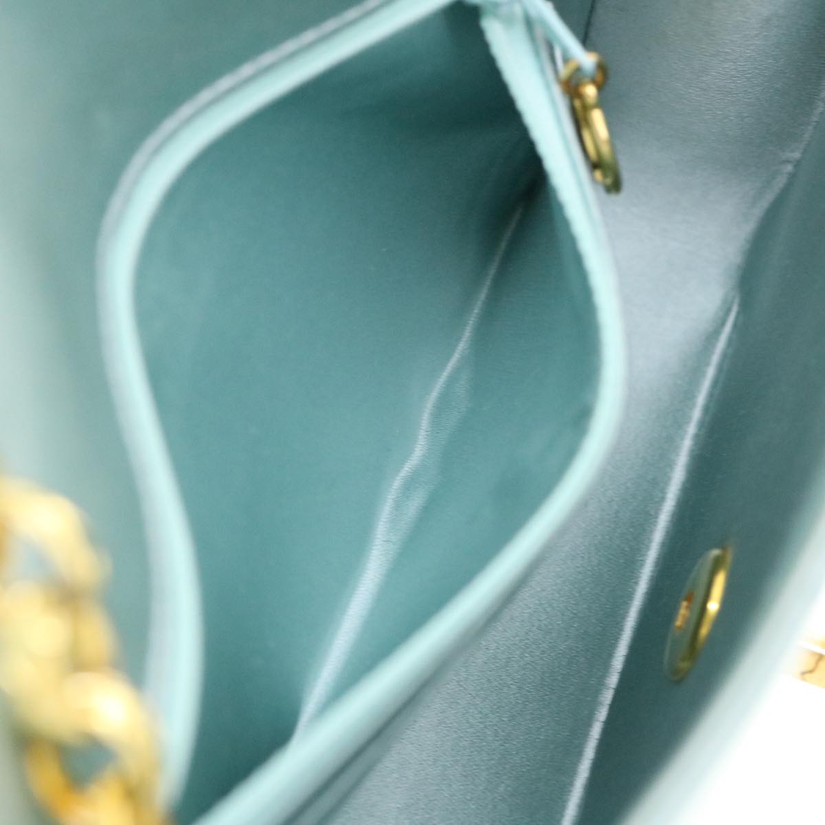 CHANEL Diana Matelasse Shoulder Bag Satin Light Blue CC 33325A
