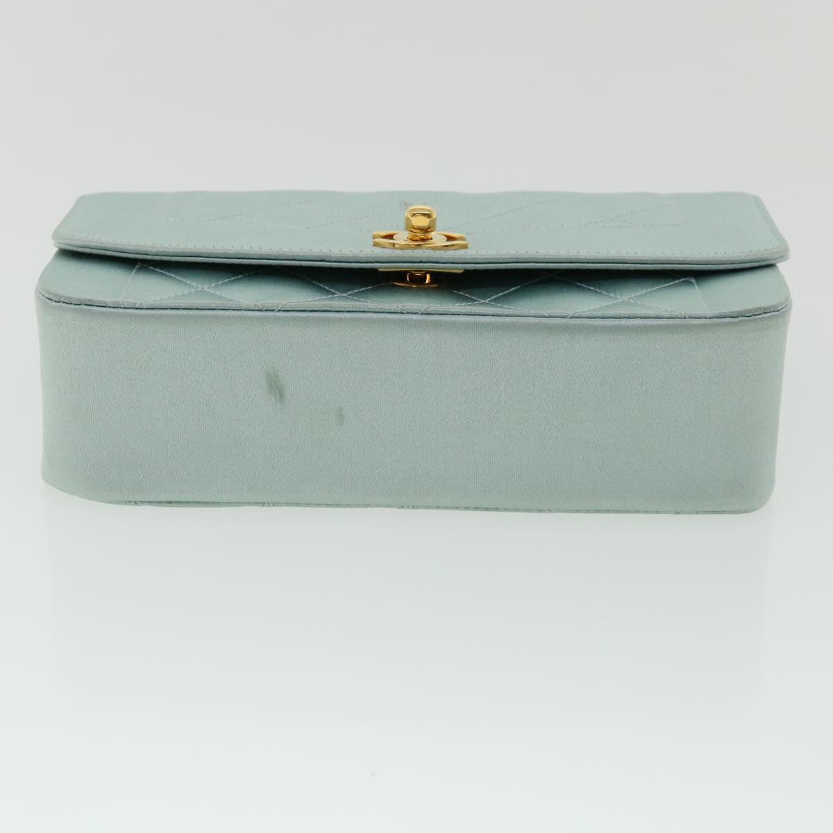 CHANEL Diana Matelasse Shoulder Bag Satin Light Blue CC 33325A