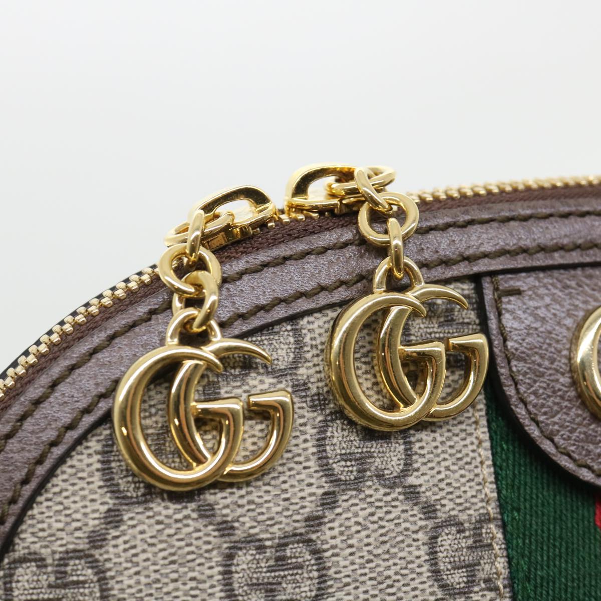 GUCCI GG Supreme Web Sherry Line Ofidia Shoulder Bag Beige Red 499621 33921A