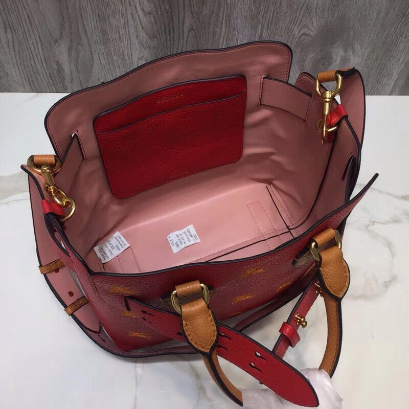 GLAMI The Small Equestrian Knight Top Handle Belt Bag Red For Women, Bags 14in/36cm