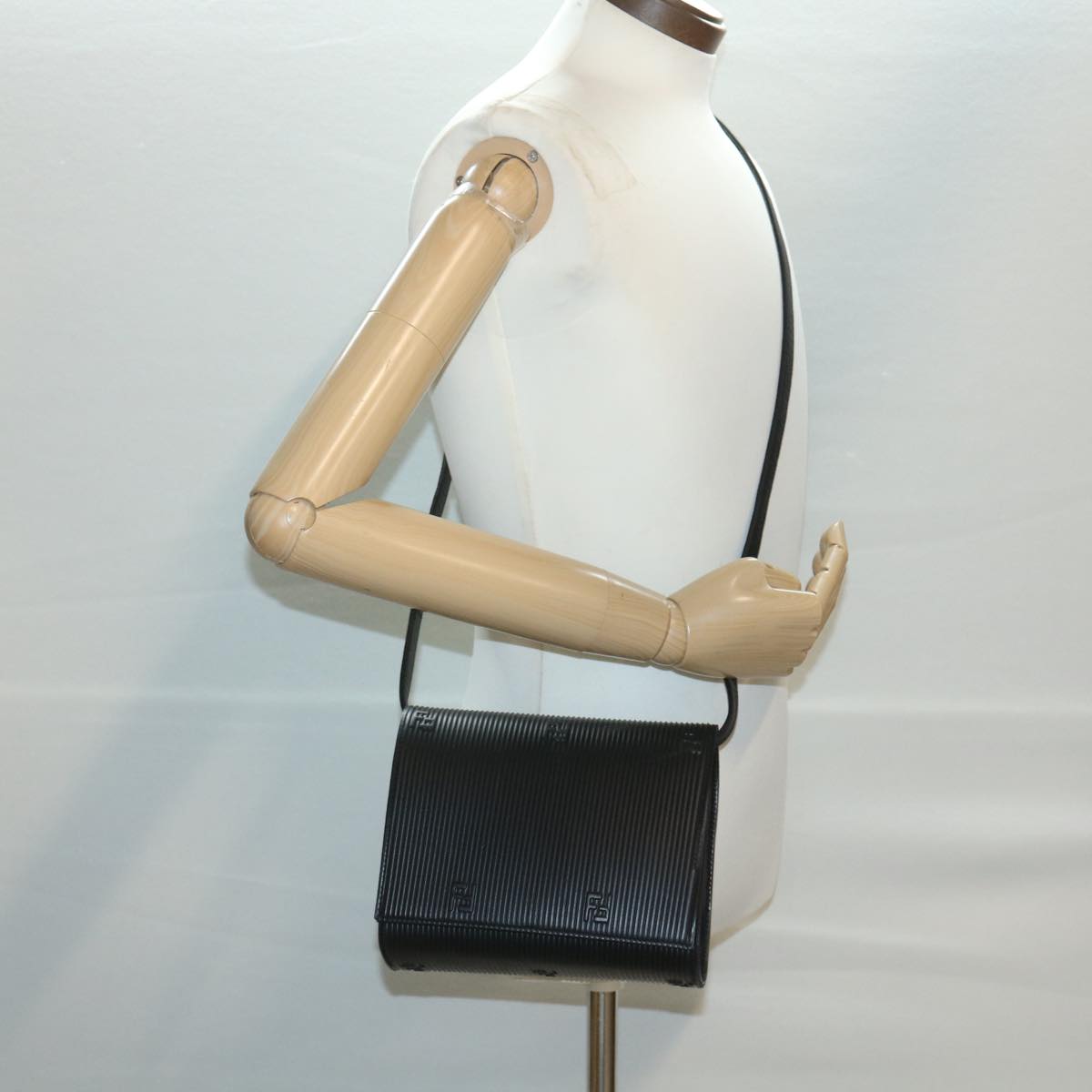 FENDI Shoulder Bag Leather Black 34011