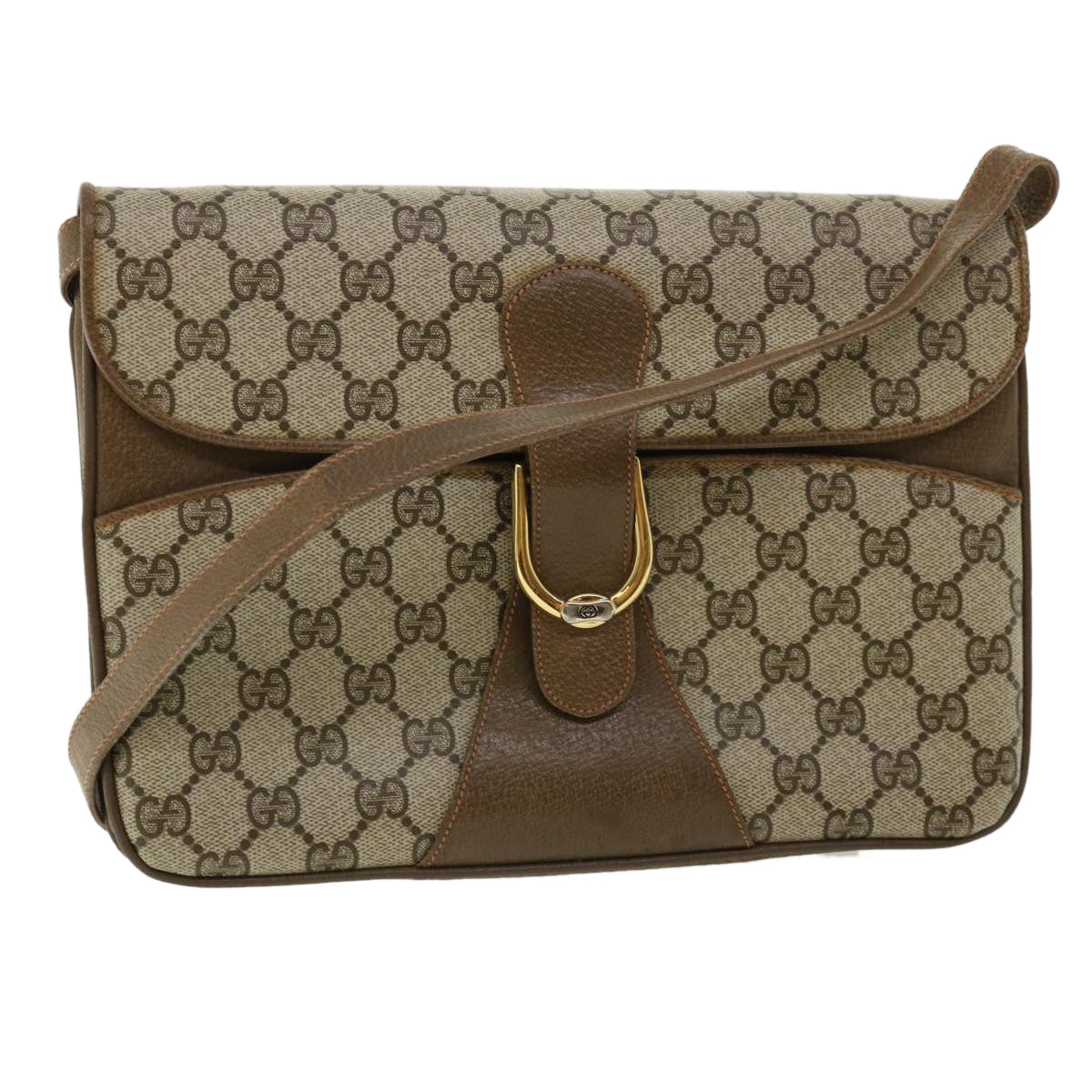 GUCCI GG Canvas Shoulder Bag PVC Leather Beige 34027