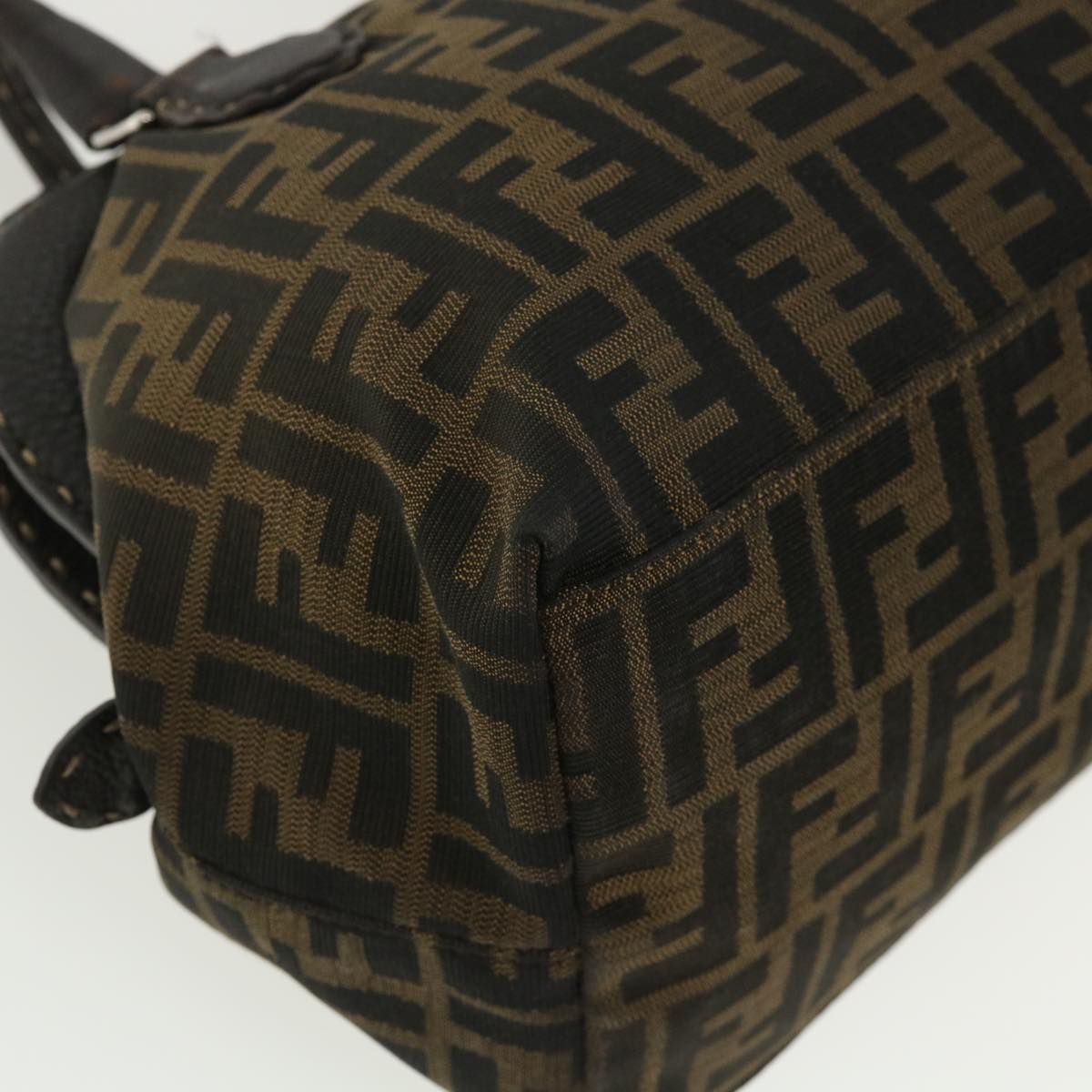 FENDI Zucca Canvas Hand Bag Brown Black 34311