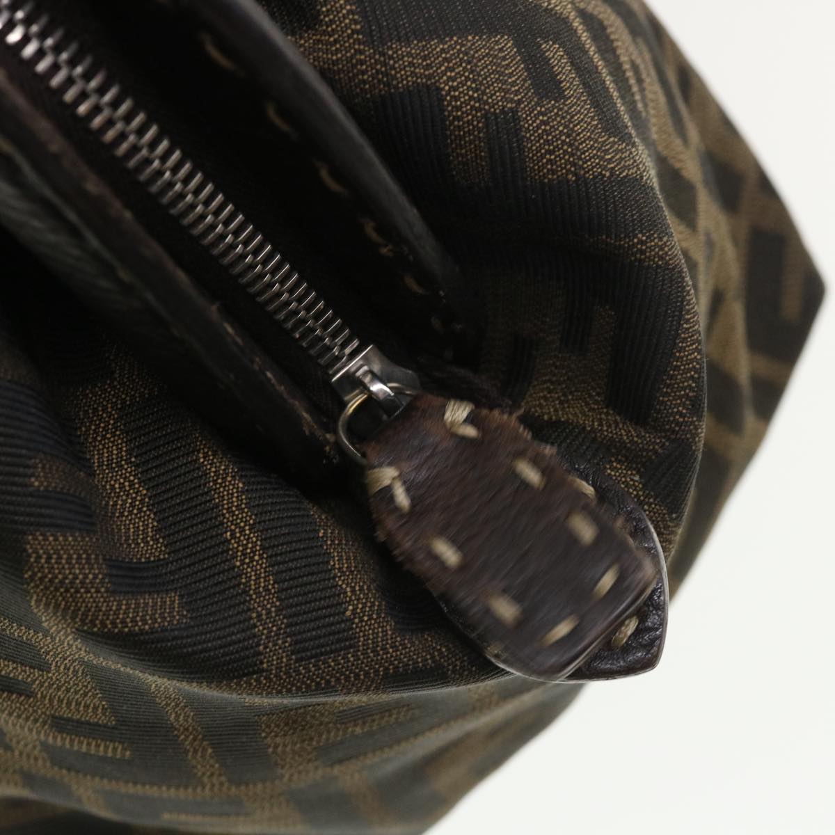 FENDI Zucca Canvas Hand Bag Brown Black 34311