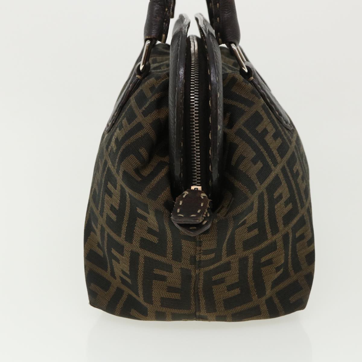 FENDI Zucca Canvas Hand Bag Brown Black 34311