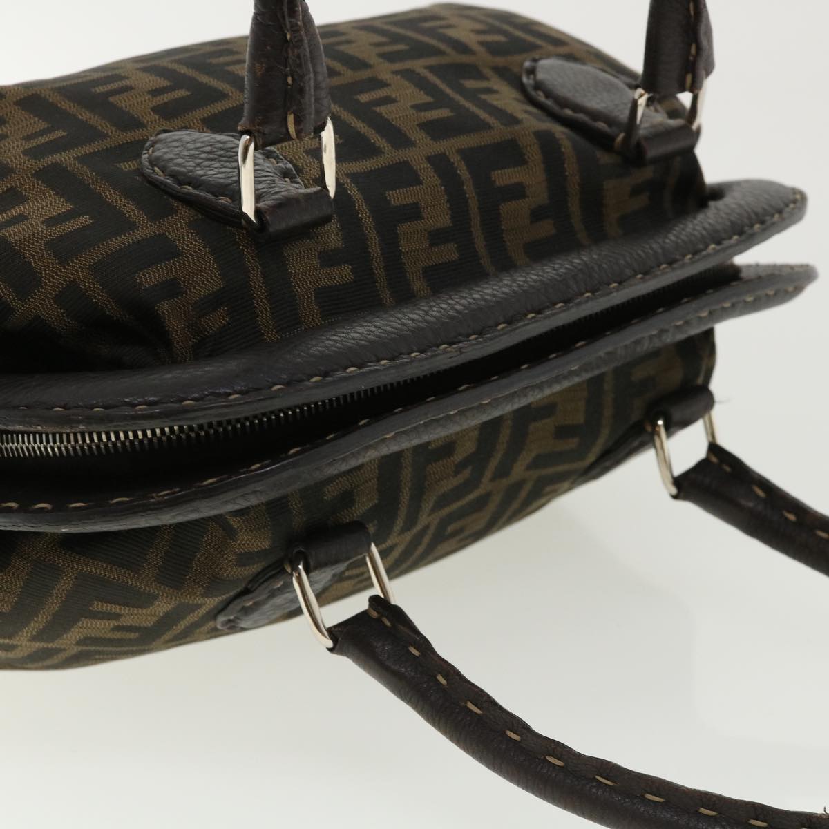 FENDI Zucca Canvas Hand Bag Brown Black 34311