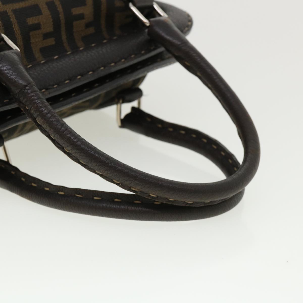 FENDI Zucca Canvas Hand Bag Brown Black 34311