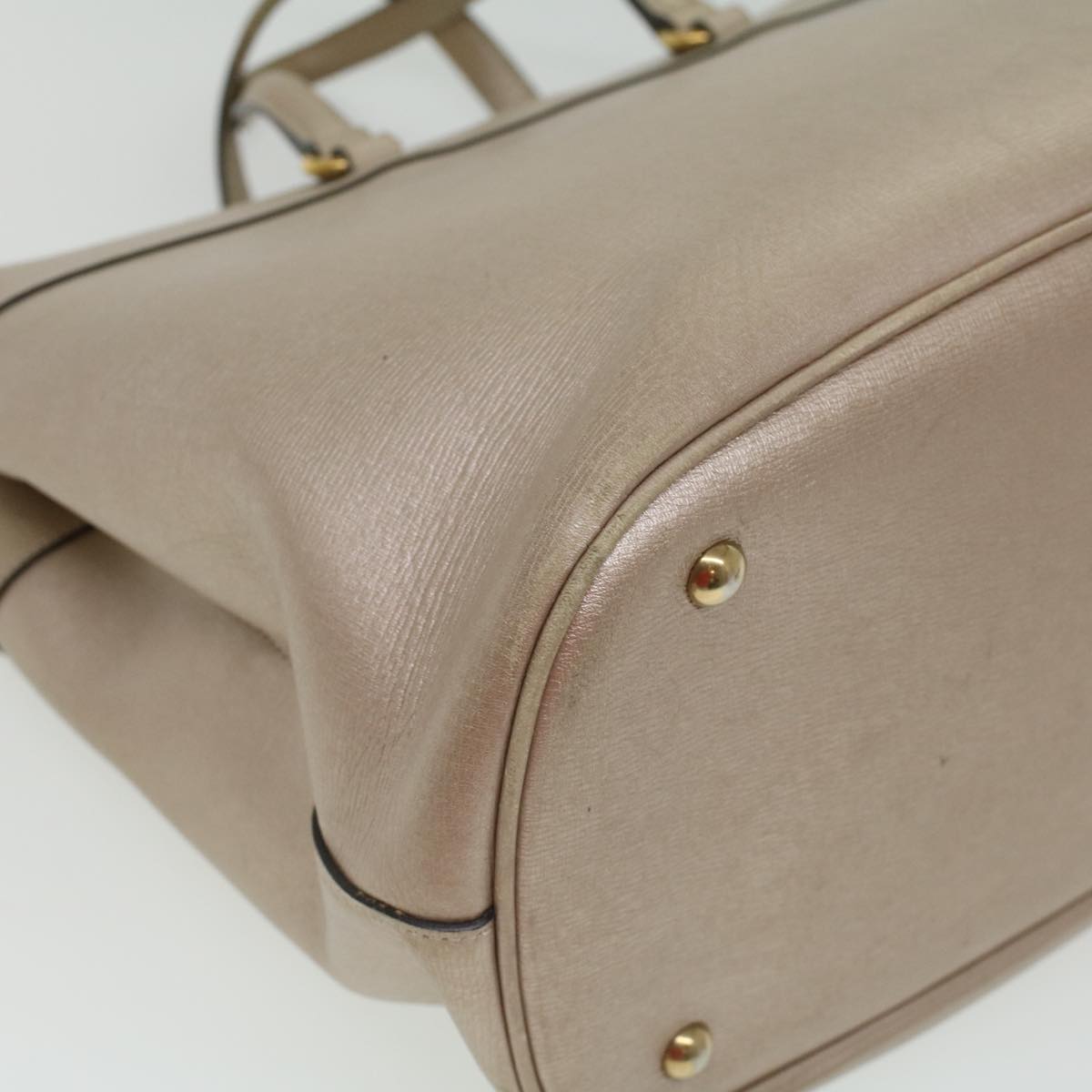 GUCCI Horse Bit GG Canvas Hand Bag Leather 2way Gold Beige 320903 34589