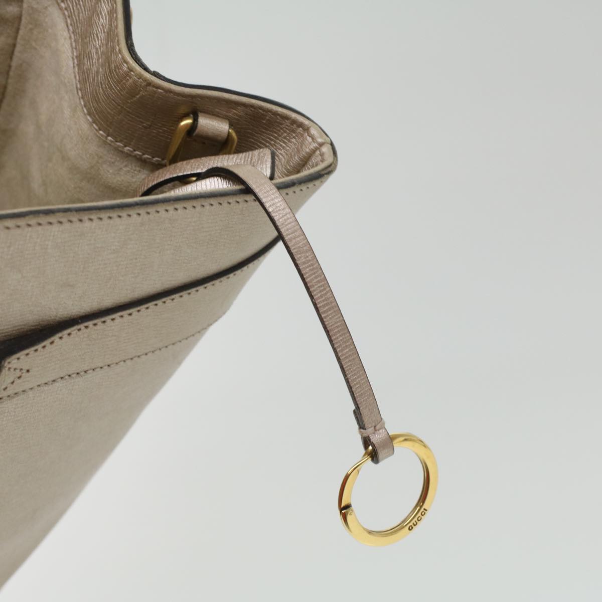 GUCCI Horse Bit GG Canvas Hand Bag Leather 2way Gold Beige 320903 34589