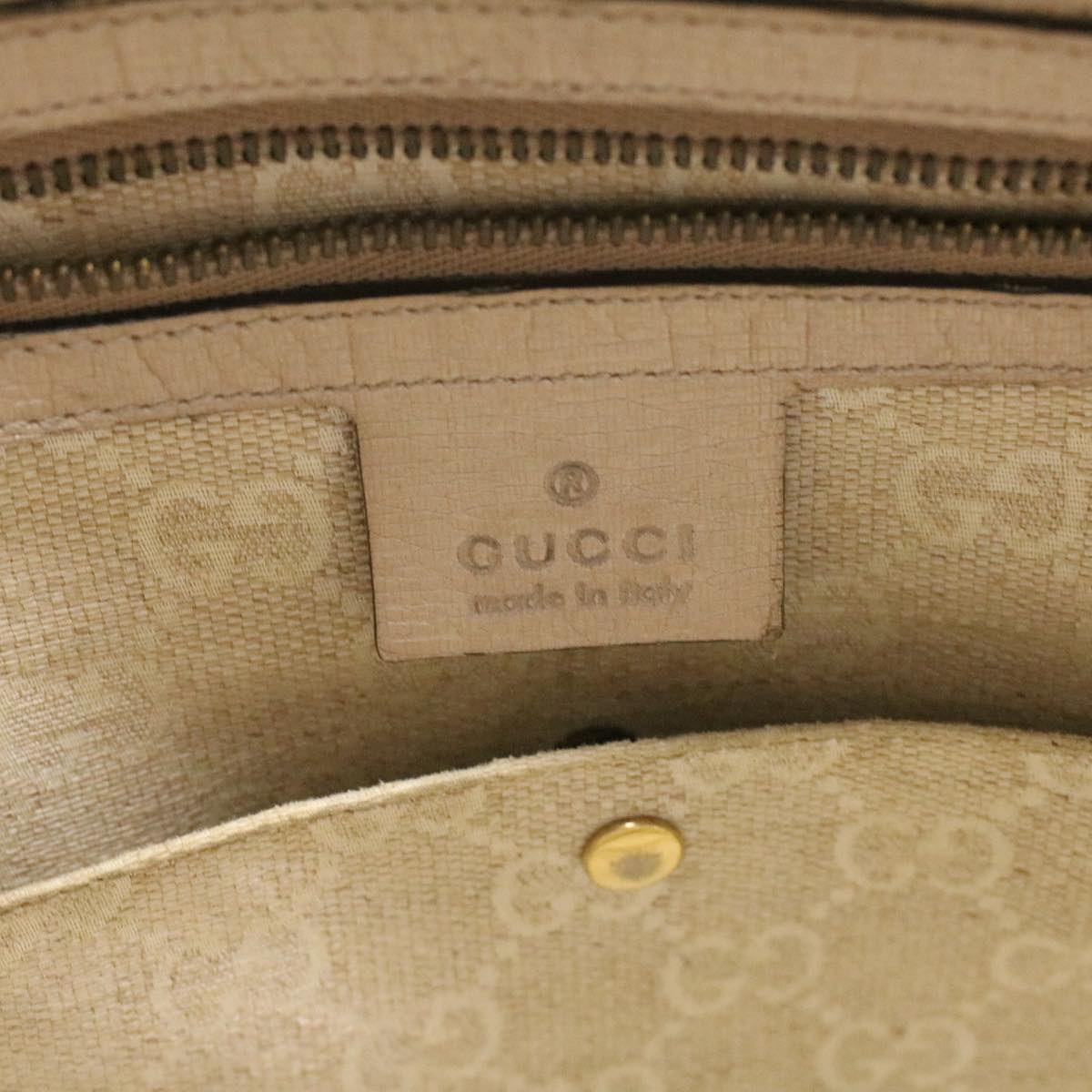 GUCCI Horse Bit GG Canvas Hand Bag Leather 2way Gold Beige 320903 34589