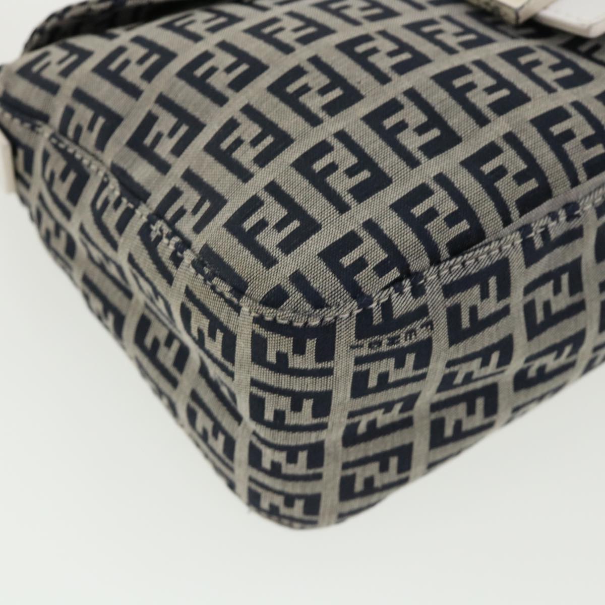 FENDI Zucchino Canvas Shoulder Bag Navy 34615