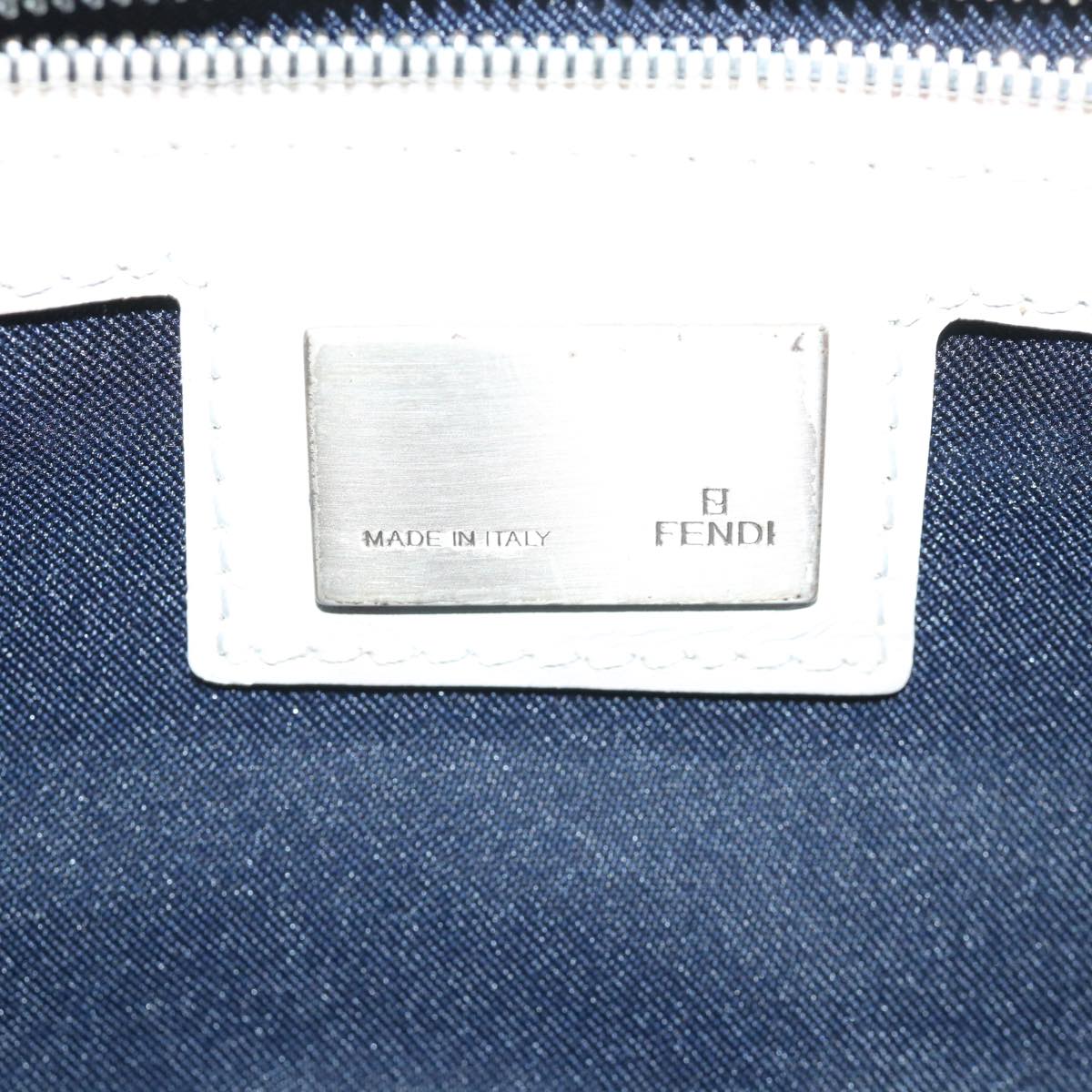 FENDI Zucchino Canvas Shoulder Bag Navy 34615