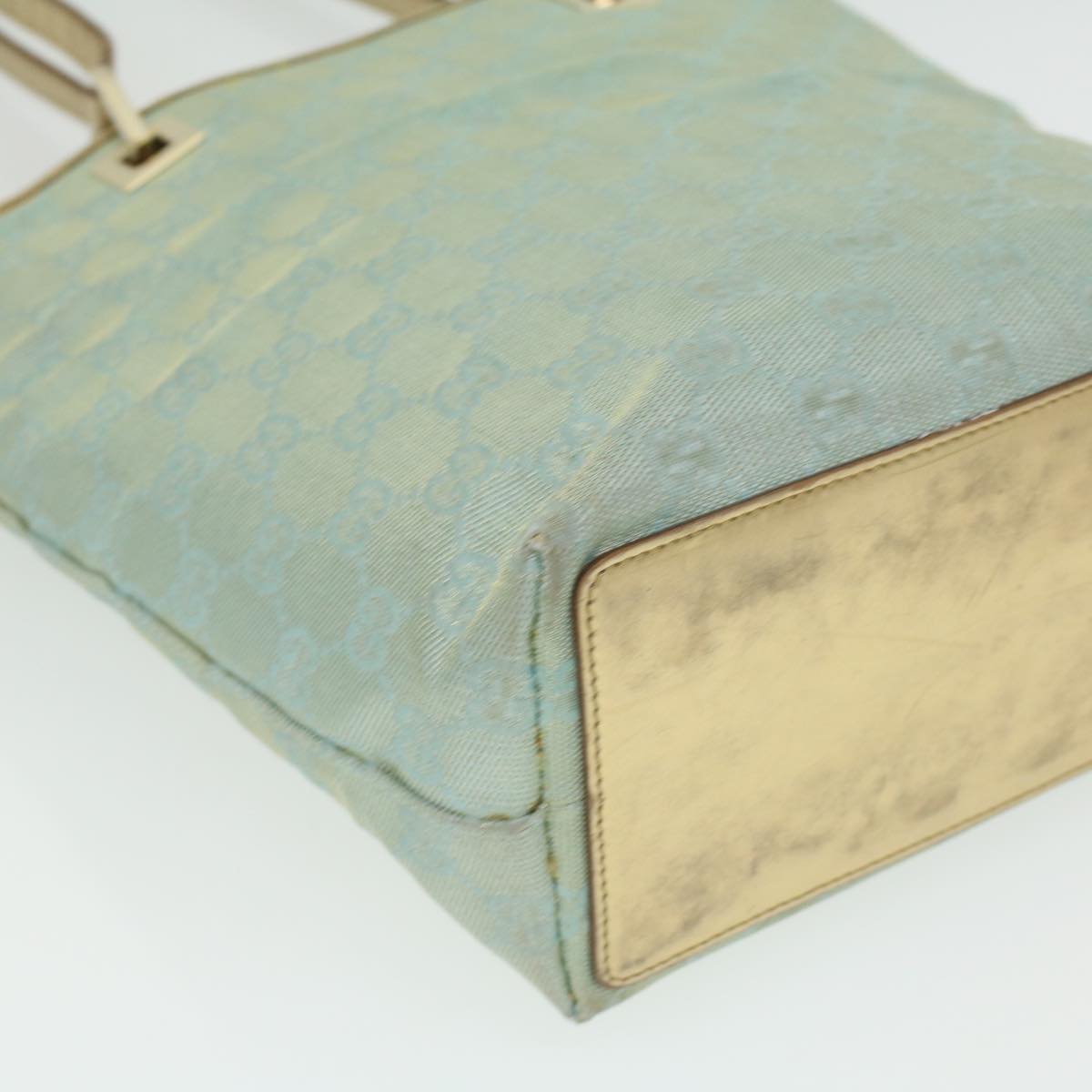 GUCCI GG Canvas Shoulder Bag Blue Champagne Gold 0021099 34623