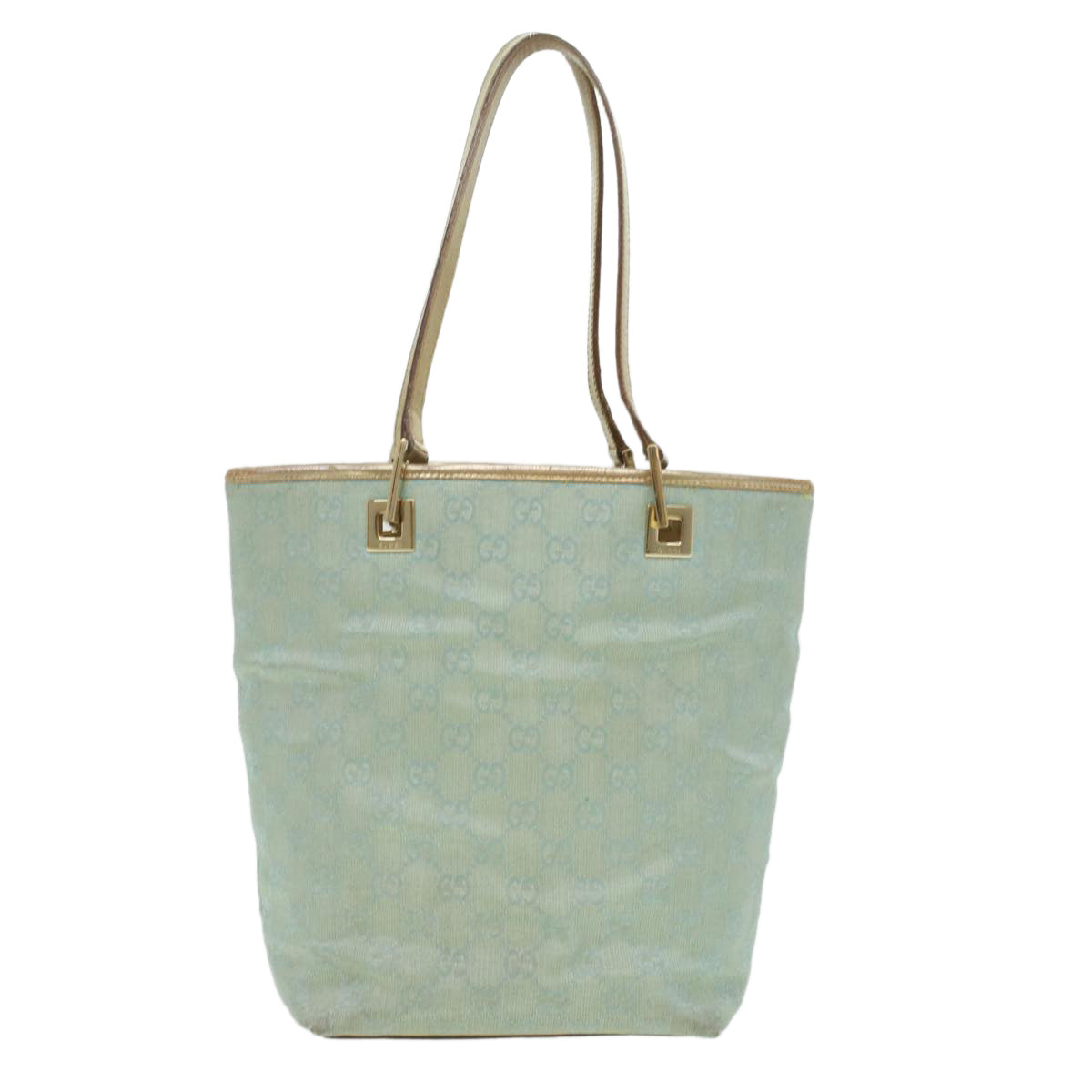 GUCCI GG Canvas Shoulder Bag Blue Champagne Gold 0021099 34623