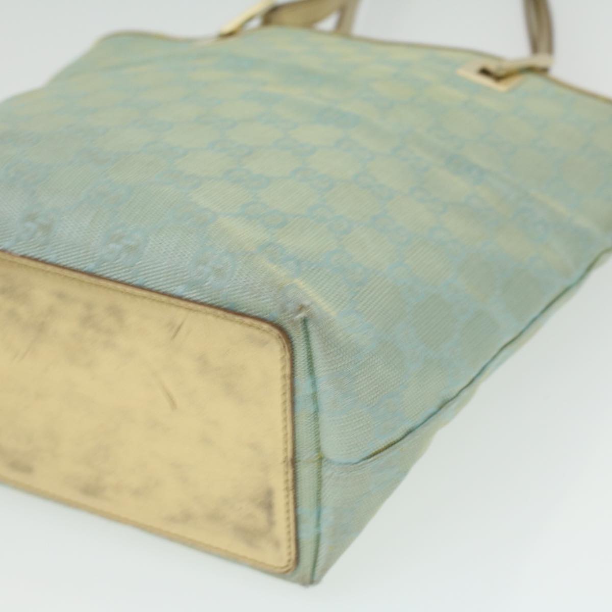GUCCI GG Canvas Shoulder Bag Blue Champagne Gold 0021099 34623