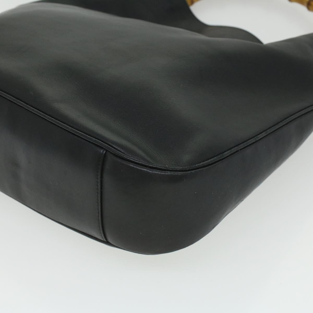 GUCCI Bamboo Shoulder Bag Leather Black 0011577 34651