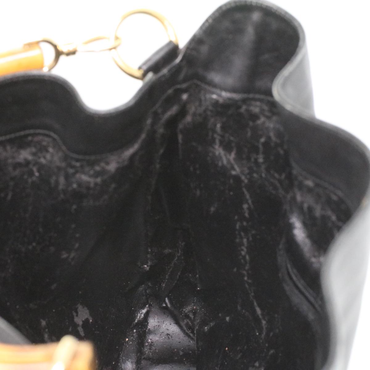 GUCCI Bamboo Shoulder Bag Leather Black 0011577 34651