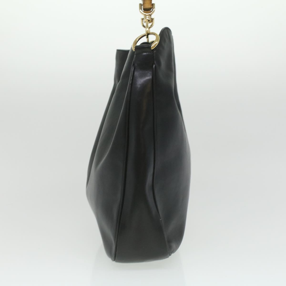 GUCCI Bamboo Shoulder Bag Leather Black 0011577 34651