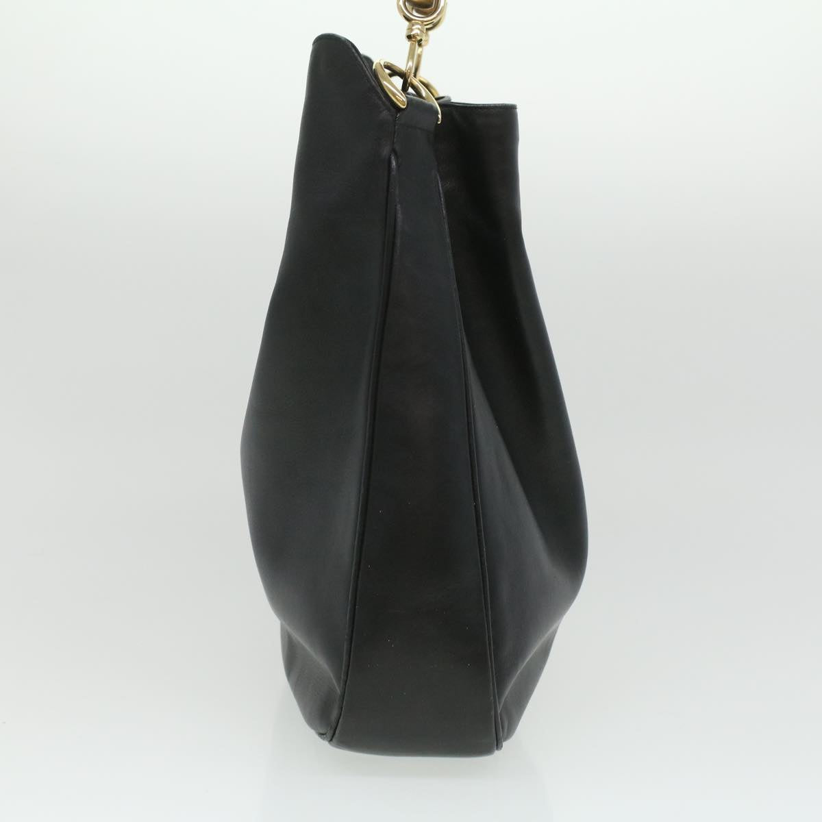 GUCCI Bamboo Shoulder Bag Leather Black 0011577 34651
